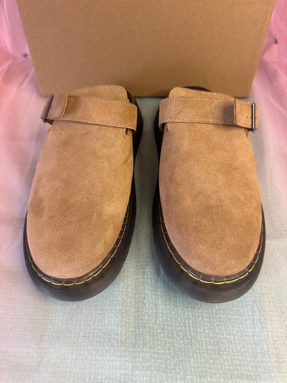 Suede Slip-On Clog Mule in Tan
